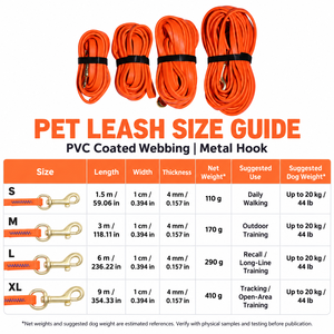 <span class=keywords><strong>Laisse</strong></span> pour Chien en PVC <span class=keywords><strong>Longue</strong></span> Personnalisée OEM, Sangle Enduite de PVC Durable et Imperméable, <span class=keywords><strong>Laisse</strong></span> d'Entraînement à Motif Uni pour Chiens Moyens et Grands - Product Image 4
