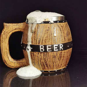 Chope à bière en bois classique faite à la main, souvenir, vaisselle personnalisable, cadeau rustique pour les garçons d'honneur, ARTISANAT INTAMPOURABLE, café et bière - Product Image 6