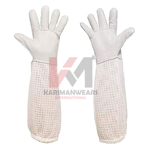 Guantes Largos de Apicultura con Palma de Piel de Cabra y Mangas de Lona Transpirable, Equipo de Seguridad - Product Image 1