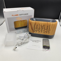 Diffuseur d'arômes ultrasonique 200 ml avec effet de flamme simulée, humidificateur d'huiles essentielles à LED 7 couleurs pour la maison avec télécommande