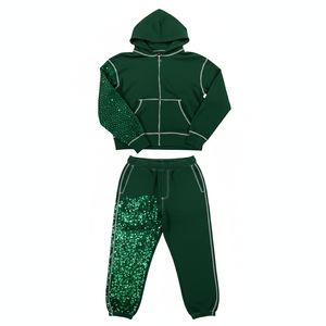 Sweat à capuche urbain tendance à fermeture éclair, coupe classique, polaire épaisse pour l'hiver, 100% coton, broderie perlée, uni, teint, respirant, séchage rapide - Product Image 3