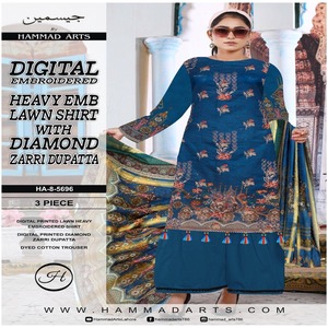 ชุด3ชิ้นเสื้อพิมพ์ลายศิลปะ3ชิ้นเสื้อจัสมินใส่เล่นกีฬาเสื้อพิมพ์ลายสำหรับใส่ในสนามหญ้าชุดเสื้อผ้าฝ้ายอินเดีย - Product Image 5