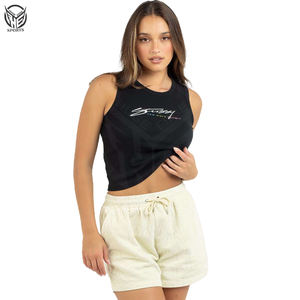 OEM impreso bordado ropa de mujer verano 2023 personalizado en blanco Crop Top al por mayor barato mujeres Casual algodón camiseta sin mangas para las mujeres - Product Image 2