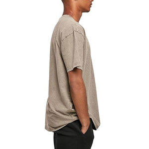 Camiseta ajustada lavada con ácido para hombre, impresión personalizada de alta calidad, ropa de calle de peso pesado, cuello redondo, inspiración con hombros caídos - Product Image 3
