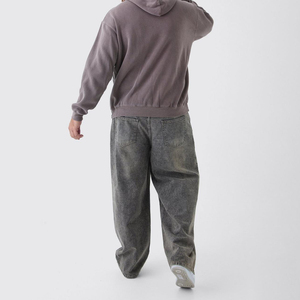 <b>Oversized</b> 100% Cotton <b>Fleece</b> Pullover Basics Printed <b>Hoodie</b> with Solid Pattern and Hooded Collar for <b>Men</b> for Autumn/Winter - Product Image 2