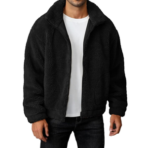 Veste d'hiver solide pour hommes avec capuche en fausse fourrure Veste longue rembourrée finie en usine - Product Image 1