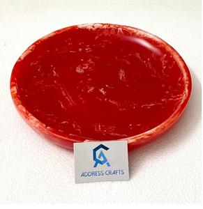 Plateau à fruits et à servir en résine de forme ronde moderne et écologique avec des assiettes faites à la main de qualité supérieure de taille personnalisée en couleur orange - Product Image 2