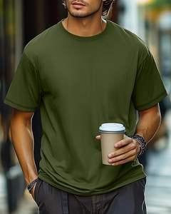 T-shirt en coton tricoté formel à épaules tombantes, coupe classique, personnalisé OEM 2025 pour hommes - Product Image 3