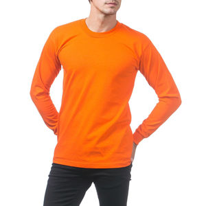 T-shirt blanc de compression à manches longues de couleur unie pour hommes en gros - Product Image 3