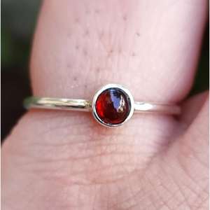 Dainty <b>Garnet</b> Gemstone <b>Ring</b> Sterling <b>Silver</b> Handmade Boho Natural Platinum Jewelry Birthday Anniversary Christmas Gift for Her - Product Image 2