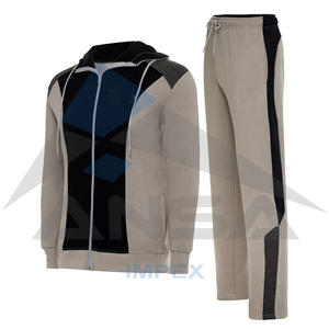 2024 New Design <b>Men's</b> Full Zip Sweat Suits Hooded Athletic Sports Tracksuit Set Solid Pattern for Winter Sports - Product Image 4