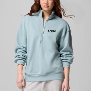 Conception de logo personnalisée, col zippé, service OEM, épaules tombantes, design de haute qualité pour femmes, manches longues, vêtements décontractés - Product Image 1