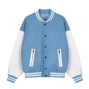 2025 nouveau Design hommes vestes universitaires couleur unie hiver haute rue Style col montant bonne qualité vente chaude - Product Image 4