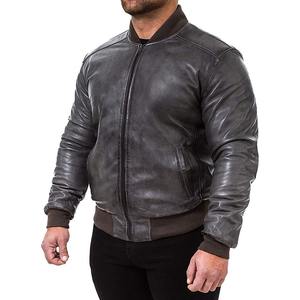 Chaqueta de bombardero de cuero genuino para hombre de alta calidad, manga larga, frontal Formal, invierno, motociclismo, colores personalizables, tamaños - Product Image 3