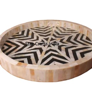 Incrustation de nacre de forme ronde de 14 pouces de diamètre sur une planche en MDF Offre Spéciale un plateau de service alimentaire fournitures pour restaurants et hôtels - Product Image 4