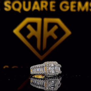 Bague en diamant moissanite ICED OUT, bagues en diamant taille ronde et baguette de 4 ct, bague en argent sterling 925 pour homme, cadeaux pour elle - Product Image 4