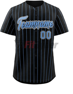 Camisetas de béisbol de poliéster con impresión digital directa Jersey de béisbol a rayas con botones completos Jersey de béisbol sublimado personalizado - Product Image 4