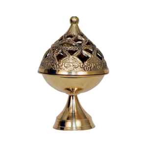 Brûleur suspendu traditionnel en laiton avec bois de santal pour usage religieux dans les églises et les temples - Écologique et personnalisable - Product Image 4