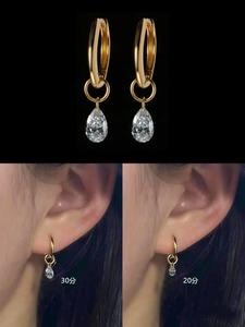 Pendientes de Oro Sólido de 14K con Diamantes Sintéticos Cultivados en Laboratorio, Certificados por IGI, Corte Brillante, Color Blanco D, para Mujer, Modernos, para Boda o Compromiso - Product Image 1