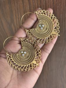 ต่างหูมูนสโตนของชนเผ่าต่างหูทองเหลืองต่างหูน้ำหนักเบาสำหรับผู้หญิงสายหูเกลียวสีทองสำหรับวันครบรอบ - Product Image 3