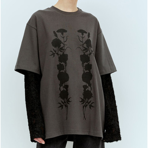 T-shirt imprimé personnalisé épais 100% coton surdimensionné à manches longues style hip hop double couche lavé à l'acide en détresse - Product Image 1