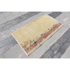 พรมขนสัตว์ตุรกีสีเบจสีเหลือง25x49ft วินเทจผ้าทอปะต่อแบบแบนพร้อมแผ่นรองยางความกว้าง4เมตรสำหรับตกแต่งห้องนั่งเล่น - Product Image 3