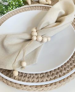 Servilleteros de madera redondos para mesa de fiesta, piezas de centro, decoración única para el hogar, servilletero, Material de cuentas de madera - Product Image 6