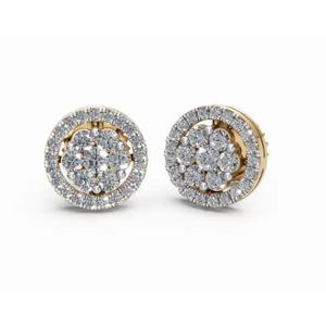 Exclusivos Pendientes de Oro de 14 Quilates con Diamantes en Forma de Pétalo de Atenea, Corte Princesa y Redondo, Joyería Cultivada en Laboratorio, Proveedor Mayorista - Product Image 4