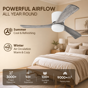USA In Stock 42 Inch Energy Efficient <b>Ceiling</b> <b>Fan</b> <b>with</b> Light and <b>Remote</b>, Solid Wood Flush Mount Low Profile <b>Ceiling</b> <b>Fan</b> - Product Image 4
