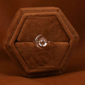 Latest Cabochon <b>Silver</b> Band With Moon Design <b>Stacking</b> Band for Engagement <b>Rings</b> Used With Lab Grown Diamonds for Wedding - Product Image 6