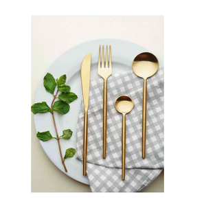 Outils de cuisine en laiton ensemble de couverts métal or poignée vaisselle couverts en acier miroir ensemble de cuillère de service vaisselle couverts cuillère - Product Image 2