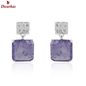 Boucles d'oreilles à la mode bijoux 925 boucles d'oreilles en argent sterling très Perry quartz doublet pierres précieuses marteau boucles d'oreilles - Product Image 2