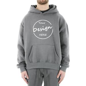 เสื้อฮู้ดคอตตอนขนแกะ100% สีพื้นย้อมสีล้วนสำหรับฤดูหนาวพิมพ์ลายปรับแต่งได้ - Product Image 2