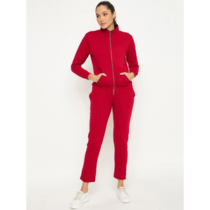 OEM al por mayor Unisex rojo 100% algodón ecológico invierno chándal personalizado con cremallera pantalones de chándal de gran tamaño Sudadera con capucha conjunto de talla grande sólido - Product Image 2