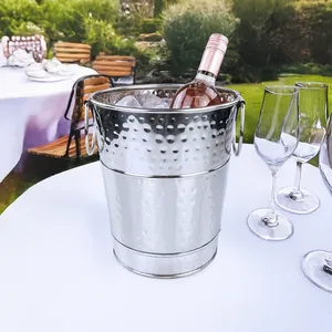 OEM a granel de acero inoxidable martillado Cubo de vino maneja plata gris 5L capacidad ecológica para cerveza | Venta al por mayor - Product Image 4