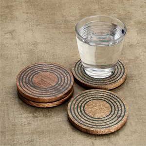 Marco-posavasos de madera con diseño antiguo para decoración del hogar, posavasos redondo grabado en madera de Mango para seguridad de mesa, bajo precio - Product Image 2