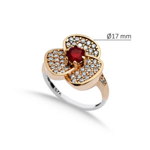แหวนโกเมนลายดอกไม้สไตล์ออตโตมันแท้ทำด้วยมือเงินอัญมณีตุรกีขายส่ง - Product Image 2