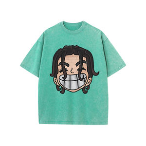 Camiseta de estilo urbano vintage personalizada de fábrica para hombre, diseño moderno con efecto lavado ácido, 100% algodón de alto gramaje 240g, cuello redondo, transpirable, manga corta - Product Image 1