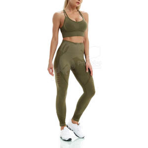 Gimnasio de alta calidad Fitness Conjunto de yoga sin costuras Mujeres 2 piezas Conjunto de yoga sin costuras Deportes Gimnasio Desgaste Conjunto de yoga - Product Image 3