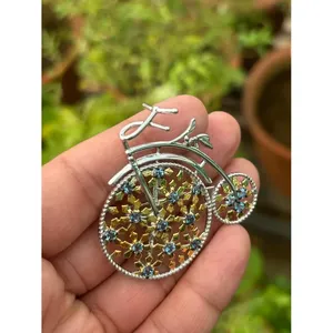Broche et pendentif en topaze bleue de Londres naturelle, en argent sterling 925, bijoux fins faits à la main, cadeau de luxe, plaqué rhodium - Product Image 2