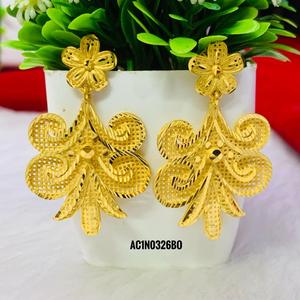 Antiguo 18K un gramo chapado en oro último diseño elegante collar corto conjunto pendientes anillos patrón Floral joyería de latón para - Product Image 3