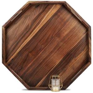 Nouveau plateau de service en bois de forme ronde d'une seule pièce avec une qualité et des matériaux extra premium pour les portions de dîner plates - Product Image 3