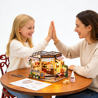 Modèle de maison à construire soi-même, petite maison en bois artisanale, kit d'assemblage, miniature, micro-bâtiment, ornement de bureau, jouet