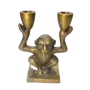 Qualità Premium placcato oro a forma di scimmia in ottone portacandele e supporto per la decorazione da tavolo