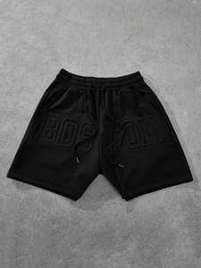 Streetrush กางเกงขาสั้นเชือกผูกแบบมินิมอลของผู้ชายพร้อมตัวอักษรขนาดใหญ่ที่ปิดเอวยางยืดสไตล์สตรีท - Product Image 2