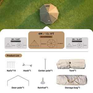 Tente cloche 4 saisons 13,1 pieds, tente yourte de glamping imperméable beige avec cheminée, convient à 8 personnes, tente de camping familiale pour l'extérieur - Product Image 3