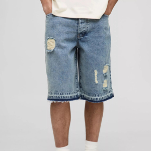 <b>Jean</b> Shorts <b>Men</b> Distressed <b>Ripped</b> Summer Casual Street-wear Stretch Fashion Knee Length Shorts Stretchable Denim Shorts - Product Image 1