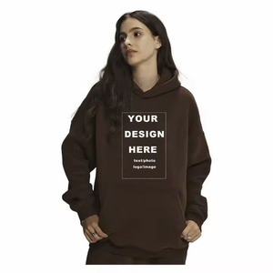 Pull lourd en molleton de coton avec logo personnalisé de style urbain pour femmes sweat uni surdimensionné sweat-shirt à capuche de salon - Product Image 1