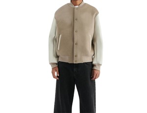 Veste universitaire en mélange de laine de qualité supérieure pour homme avec manches en cuir PU Blouson de baseball décontracté Streetwear College Coat - Product Image 1