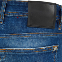Jeans droits pour hommes délavés, logo personnalisé OEM, effet vieilli vintage, coupe classique, 100% coton, style urbain, grandes tailles, vente en gros